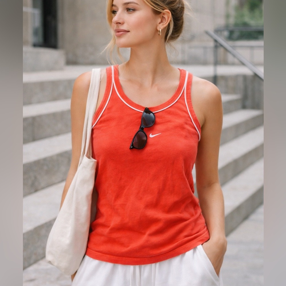 Nike Vintage Y2K Tank Top – Salmon Coral – Athletic Retro – Size L